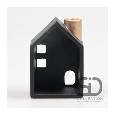 Von der Jahreszeit inspiriertes Deko-Kerzenhaus 11x8x16cm schwarz
