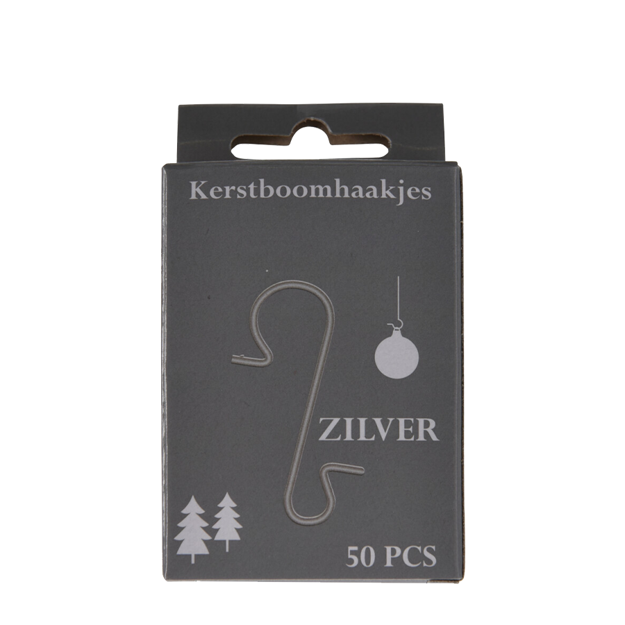 Grundlegende Weihnachtsboom -Haken silberfarben 50 Stücke
