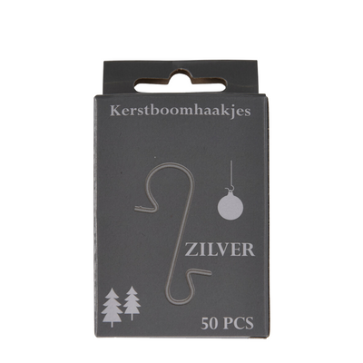 Grundlegende Weihnachtsboom -Haken silberfarben 50 Stücke