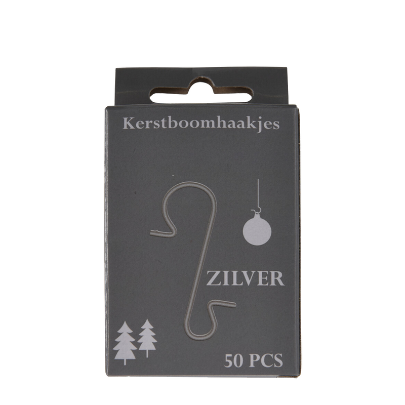 Grundlegende Weihnachtsboom -Haken silberfarben 50 Stücke