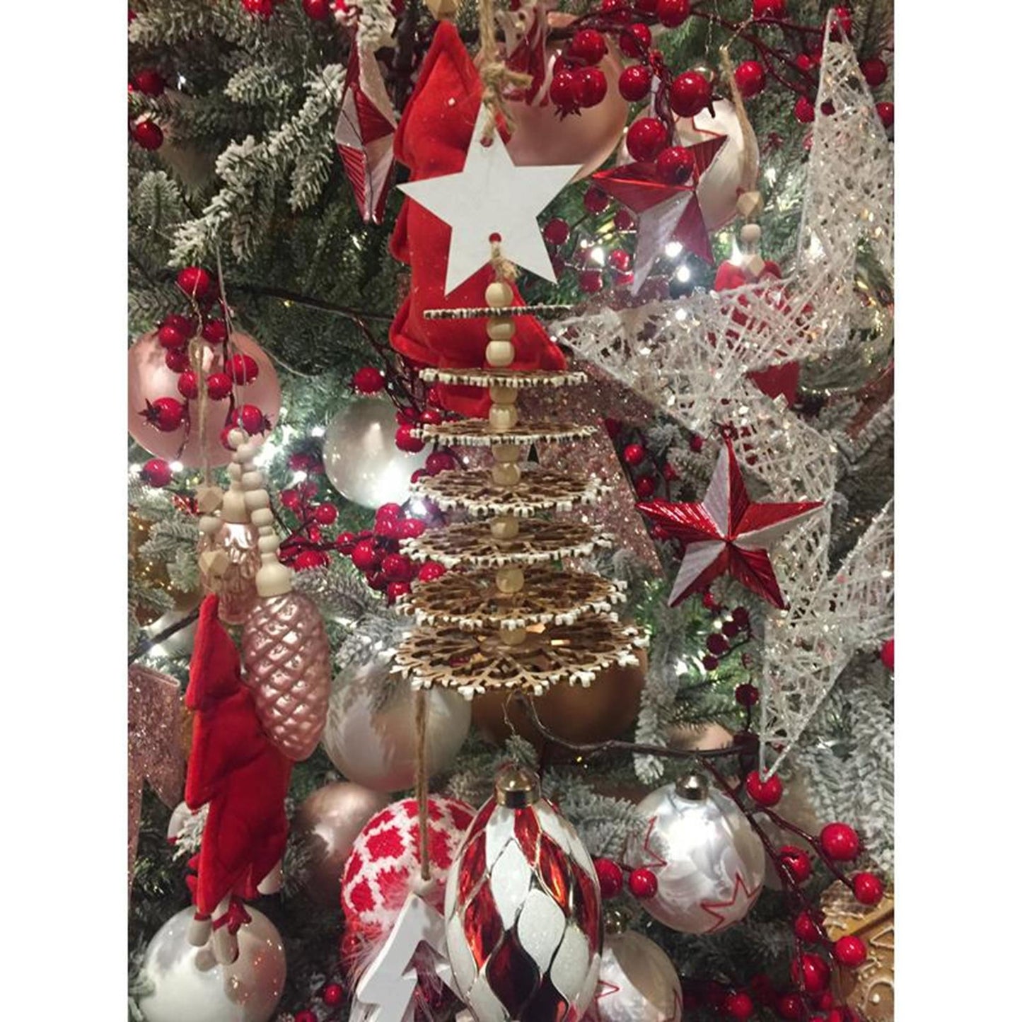 Decoris Weihnachtsanhänger 3D Baum Holz 21cm