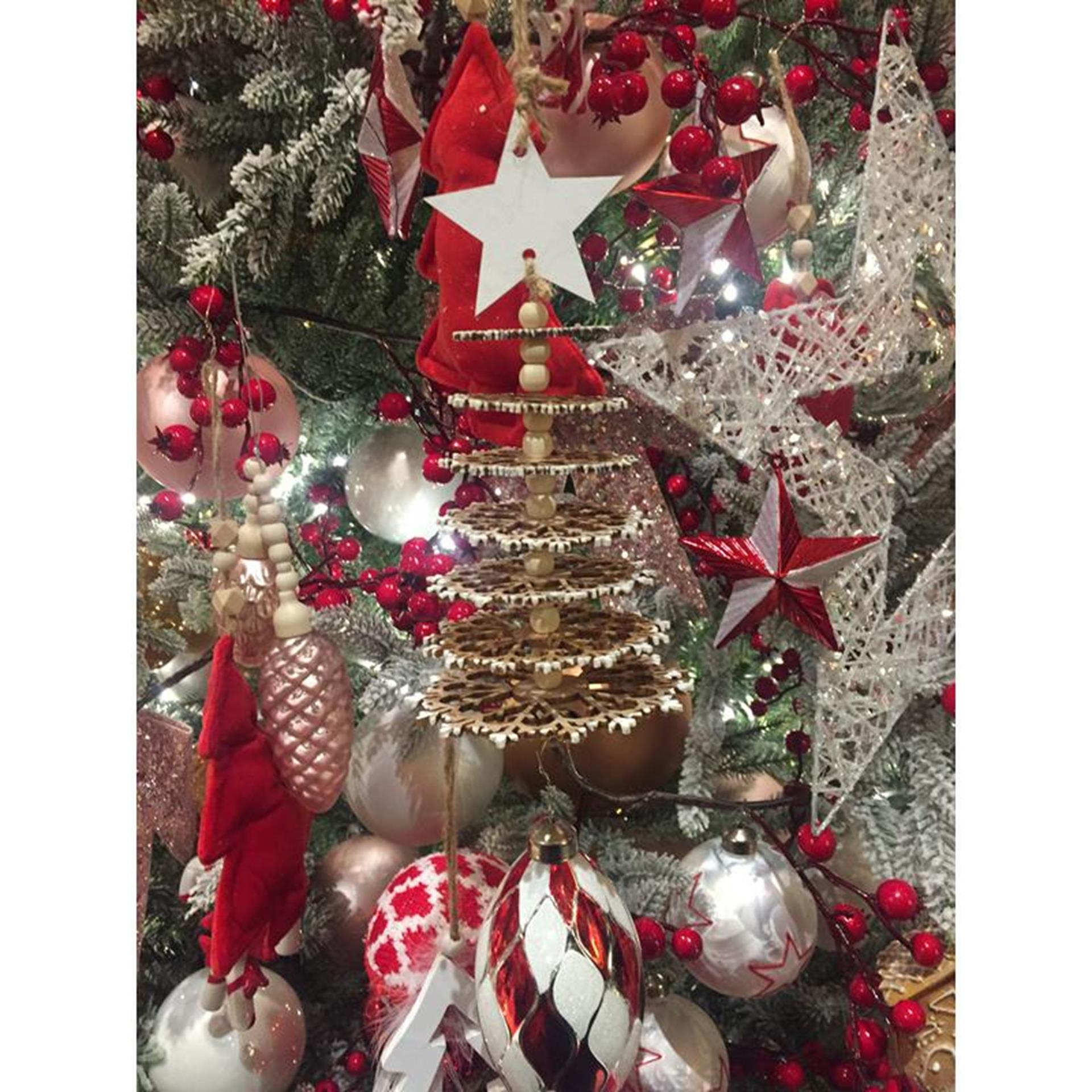 Decoris Weihnachtsanhänger 3D Baum Holz 21cm