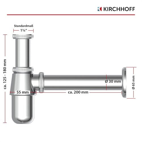 Kirchhoff Tassensiphon, Chrom, 1 1 4 (5 4 ) x 32 mm - 98803110