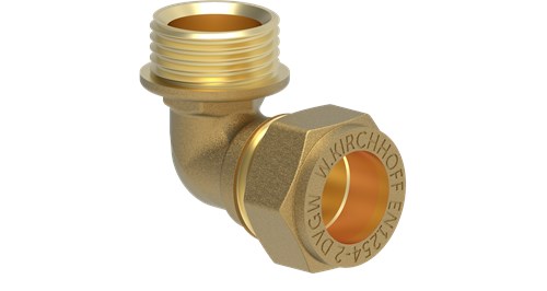 Kirchhoff Messing-Übergangswinkel 90°, blank, 18 mm x 1 2 AG, Klemmkupplung für Kupferrohr – 989452317