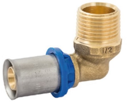 Kirchhoff Messing-Übergangswinkel 90°, blank, 20 mm x 3 4 et, Pressfitting für Mehrschichtrohr – 988715355