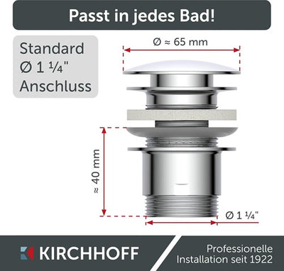 Kirchhoff Universal-Waschtisch-Ablaufgarnitur, Pop-Up 1 1 4 (5 4 ) | Chrom - 98807330