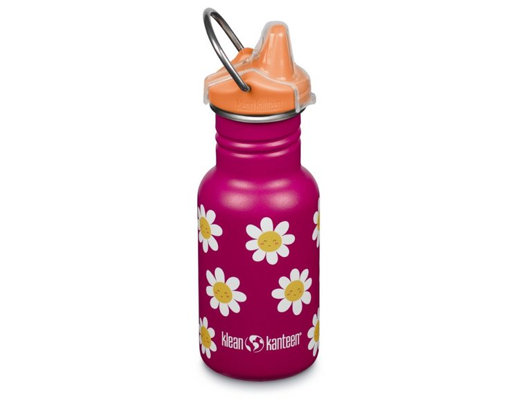 KLEAN Kanteen Kinder -Trinkflasche mit Sippydop - Happy Flowers - 355 ml
