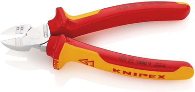 Knipex Abisolier-Seitenschneider | isoliert | Mehrkomponentengriffe | VDE-geprüft | Chrom - 14 26 160 sb