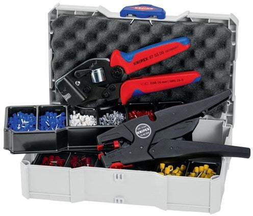 Knipex-Aderendhülsen-Sortiment | mit Crimpzange und Abisolierzange im Systainer | 1 Stück - 97 90 16 - 97 90 16