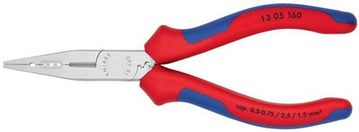 Knipex Verdrahtungszange | Länge 160 mm | 0,5-0,75 1,5 2,5 mm² | verchromte Mehrkomponentengehäuse | 1 Stück - 13 05 160 - 13 05 160