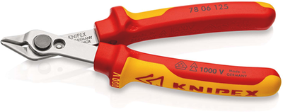 Knipex electronic super Knips® vde | 125mm Länge | isoliert | Mehrkomponentengriffe | VDE geprüft - 78 06 125 sb