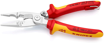 Knipex Elektroinstallationszange isoliert | mehrteilige Gehäuse | VDE-geprüft | integrierte Öffnungsfeder - 13 96 200 t bk