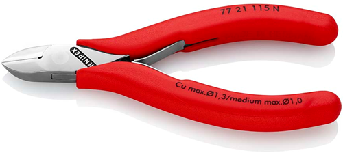 Knipex Elektronik-Seitenschneider | 115mm Länge | durchbohrtes Scharnier | kunststoffbeschichtet - 77 21 115 n