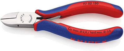 Knipex Elektronik-Seitenschneider | 130mm Länge | durchbohrtes Scharnier | Mehrkomponentengriffe - 77 02 130 sb