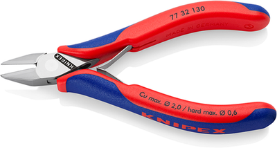 Knipex Elektronik-Seitenschneider | 130mm Länge | durchbohrtes Scharnier | Mehrkomponentengriffe - 77 32 130