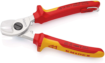 Knipex Kabelschneider isoliert | mehrteilige Gehäuse | VDE-geprüft | integrierte Öffnungsfeder - 95 16 165 t bk