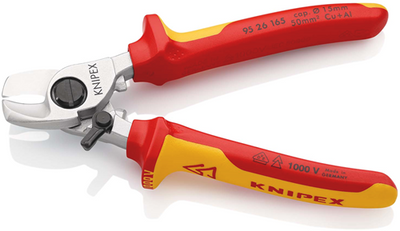 Knipex Kabelschneider mit Öffnungsfeder | isoliert | Mehrkomponentengriffe | VDE geprüft - 95 26 165 SB