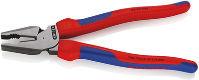 Knipex Kraft-Kombinationszange | Mehrkomponentengriffe | schwarz atramentiert | Länge 225 mm | SB-Kartenblister - 02 02 225 sb