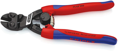 Knipex Kraft-Flachschneider | 200mm Länge | für Weichmetall und Kunststoff | schlanke Mehrkomponentengriffe - 72 62 200