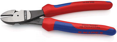 Knipex Kraft-Seitenschneider | 200mm Länge | Mehrkomponentengriffe | schwarz atramentiert - 74 02 200 sb