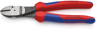 Knipex Kraft-Seitenschneider | 200mm Länge | Mehrkomponentengriffe | schwarz atramentiert - 74 02 200 sb
