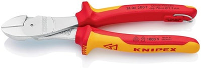 Knipex Kraft-Seitenschneider | Länge 200 mm | vth Form 0 mit Befestigungsöse | Mehrkomponentenjacken | 1 Stück - 74 06 200 t - 74 06 200 t