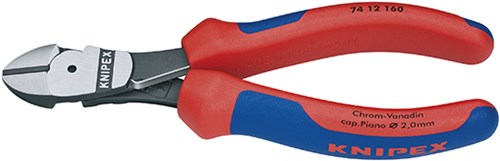 Knipex Kraft-Seitenschneider schwarz atramentiert mit Mehrkomponentengriffen 160 mm - 7412160