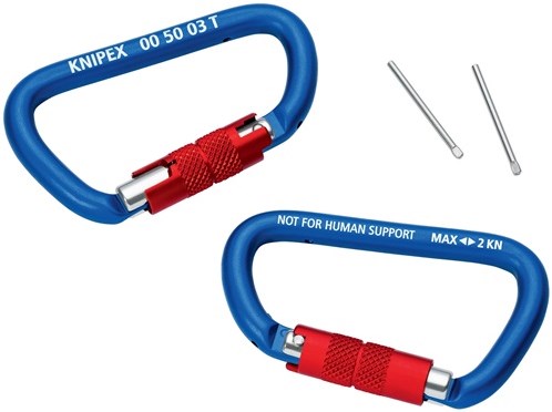 Knipex Materialkarabiner | Länge 81 mm | mit Schraubverschluss | blau beschichtet | 1 Stück - 00 50 03 t sw 00 50 03 t sw