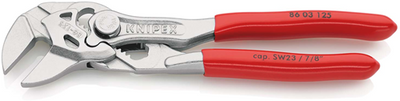 Knipex Mini-Schraubenschlüsselzange | 125mm Länge | Zange und Schraubenschlüssel in einem | kunststoffbeschichtet - 86 03 125 sb