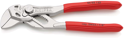Knipex Mini-Schraubenschlüsselzange | 125mm Länge | Zange und Schraubenschlüssel in einem | kunststoffbeschichtet - 86 03 125 sb