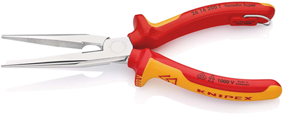 Knipex Flachspitzzange mit Seitenschneider (Telefonzange) | 200mm Länge | isoliert | Mehrkomponentengehäuse - 26 16 200 t bk