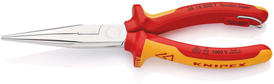 Knipex Flachspitzzange mit Seitenschneider (Telefonzange) | 200mm Länge | isoliert | Mehrkomponentengehäuse - 26 16 200 t bk