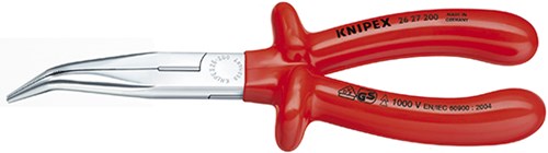 Knipex Flachspitzzange mit Seitenschneider verchromt 200 mm - 2627200