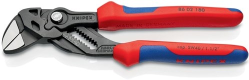 Knipex Schraubenschlüsselzange | Länge 180 mm schwarz phosphatiert | Spannweite 40 mm Mehrkomponentenhüllen | 1 Stück - 86 02 180 - 86 02 180