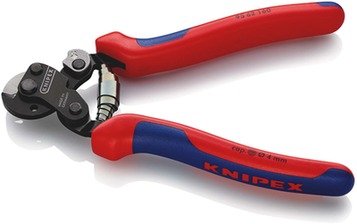 Knipex Stahldrahtschere | für sehr starke Drahtseile | Mehrkomponentengriffe | gebräunt | Länge 160 mm - 95 62 160 sb
