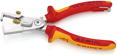 Knipex strix® Abisolierzange mit Kabelschneider | isoliert | mehrteilige Gehäuse | VDE geprüft - 13 66 180 t