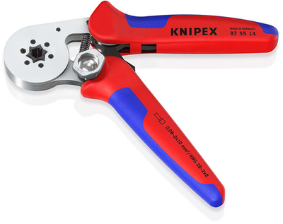 Knipex selbsteinstellende Crimpzange für Aderendhülsen | Seiteneinstieg | Mehrkomponentengriffe - 97 55 14 sb