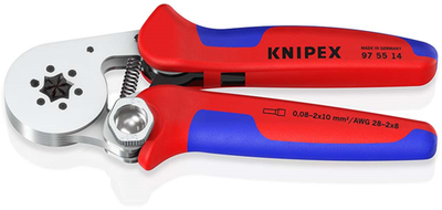 Knipex selbsteinstellende Crimpzange für Aderendhülsen | Seiteneinstieg | Mehrkomponentengriffe - 97 55 14 sb