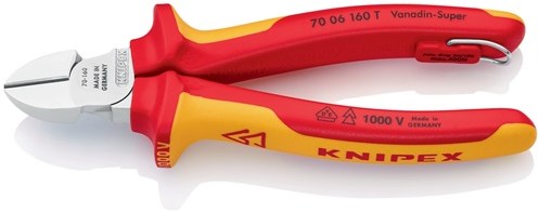Knipex Seitenschneider | Länge 160 mm | mit Befestigungsöse | Mehrkomponentenjacken | 1 Stück - 70 06 160 t - 70 06 160 t