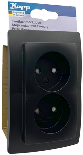 Kopp hk05 mattschwarze Einbausteckdose doppelt – 4621715