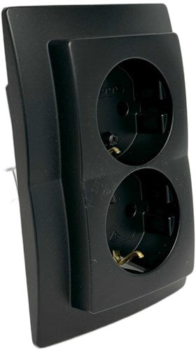 Kopp hk05 mattschwarze Einbausteckdose RA doppelt - 4621720