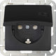 Kopp hk05 mattschwarze Einbausteckdose RA mit Abdeckung – 4621710