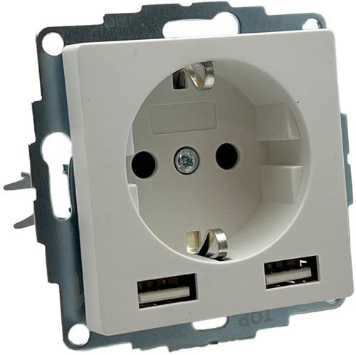 Kopp hk07 rein mattweiß Einbausteckdose RA mit 2x USB - 4624115
