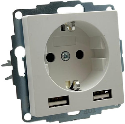 Kopp hk07 rein mattweiß Einbausteckdose RA mit 2x USB - 4624115