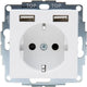 Kopp hk07 rein mattweiß Einbausteckdose RA mit 2x USB - 4624115