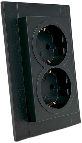 Kopp hk07 pure mattschwarze Einbausteckdose RA doppelt – 4624620
