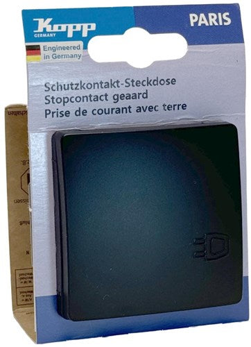 Kopp Paris mattschwarze Einbausteckdose RA mit Abdeckung – 4625310