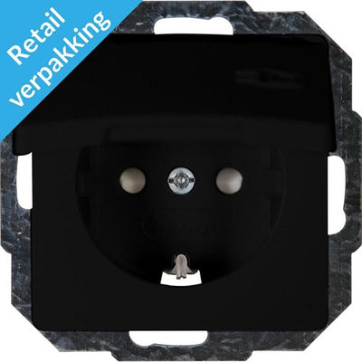 Kopp Paris mattschwarze Einbausteckdose RA mit Abdeckung – 4625310