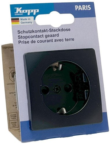 Kopp Paris mattschwarze Einbausteckdose RA + Kindersicherung - 4625300