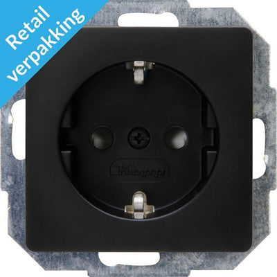 Kopp Paris mattschwarze Einbausteckdose RA + Kindersicherung - 4625300